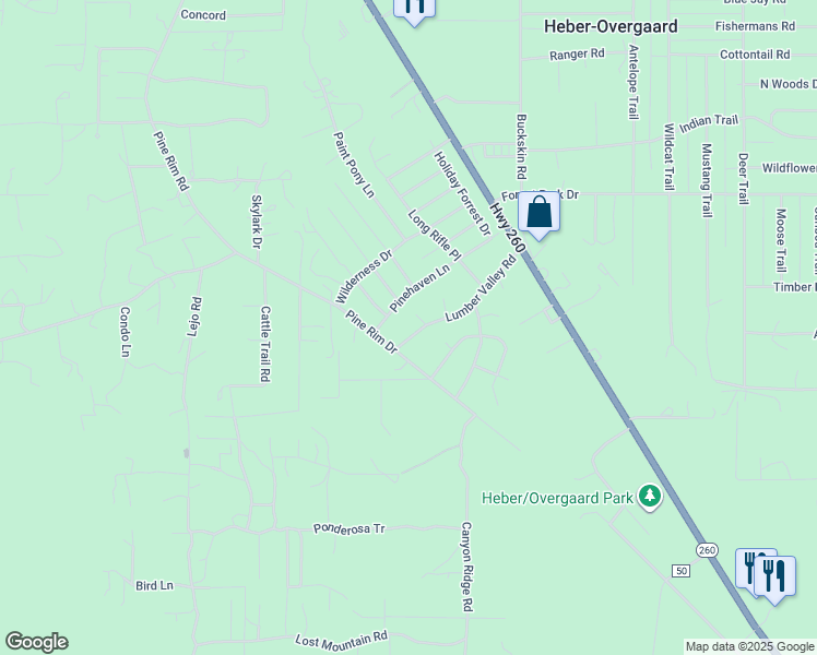 map of restaurants, bars, coffee shops, grocery stores, and more near 2022 Lumber Valley Road in Heber-Overgaard