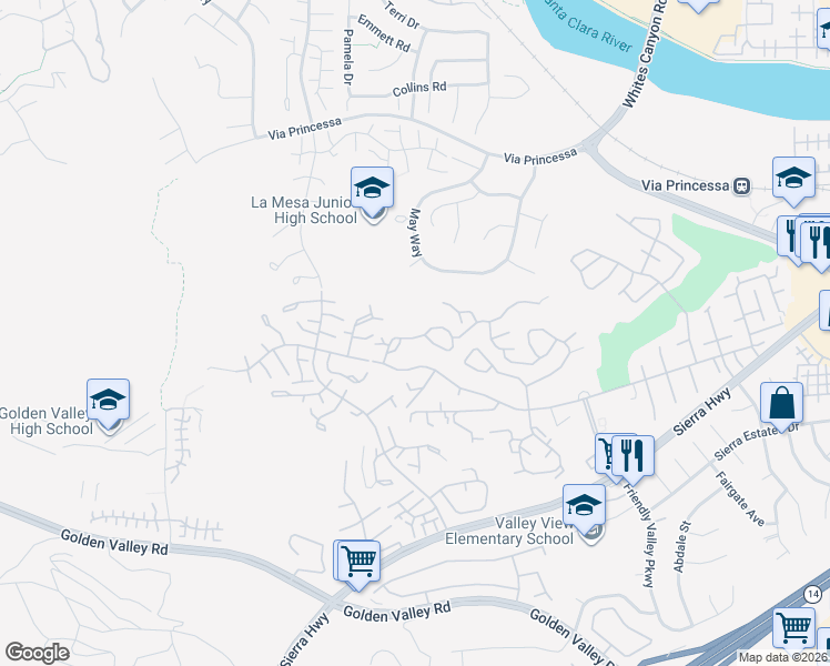 map of restaurants, bars, coffee shops, grocery stores, and more near 26337 Green Terrace Drive in Santa Clarita
