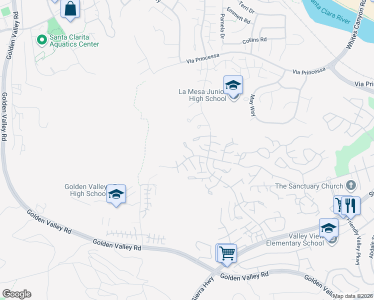 map of restaurants, bars, coffee shops, grocery stores, and more near 20065 Avenue Of The Oaks in Santa Clarita