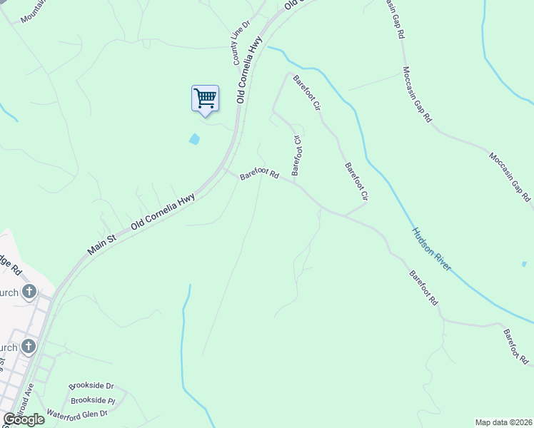 map of restaurants, bars, coffee shops, grocery stores, and more near 125 Iron Horse Trail in Lula