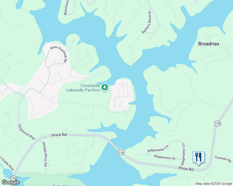 map of restaurants, bars, coffee shops, grocery stores, and more near 23 Rivercourt Lane in Dawsonville