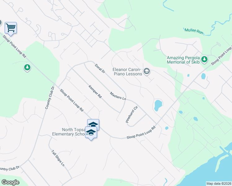 map of restaurants, bars, coffee shops, grocery stores, and more near 336 Masters Lane in Hampstead