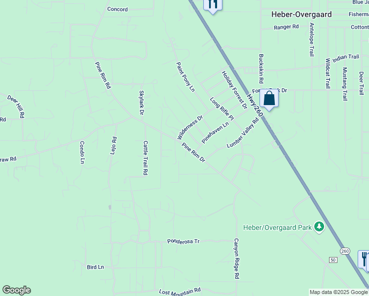 map of restaurants, bars, coffee shops, grocery stores, and more near 2873 Little Hawk Trail in Navajo County