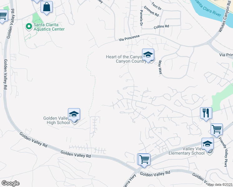 map of restaurants, bars, coffee shops, grocery stores, and more near 20055 Avenue Of The Oaks in Santa Clarita
