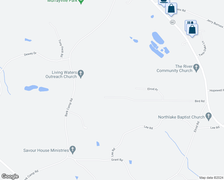 map of restaurants, bars, coffee shops, grocery stores, and more near 5106 Bird Road in Gainesville