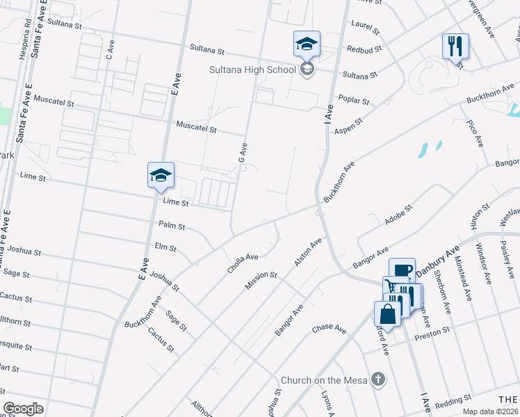 map of restaurants, bars, coffee shops, grocery stores, and more near in Hesperia