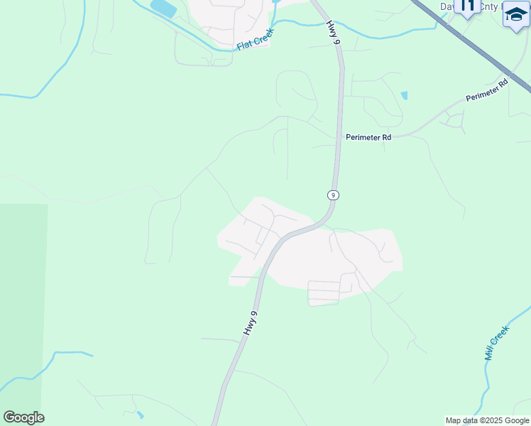 map of restaurants, bars, coffee shops, grocery stores, and more near 83 Midnight Run in Dawsonville