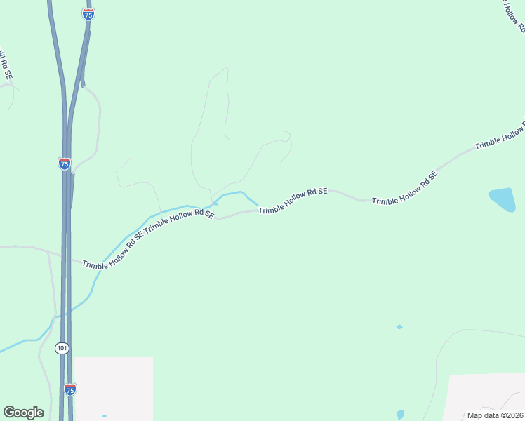 map of restaurants, bars, coffee shops, grocery stores, and more near 1614 Trimble Hollow Road Southeast in Adairsville