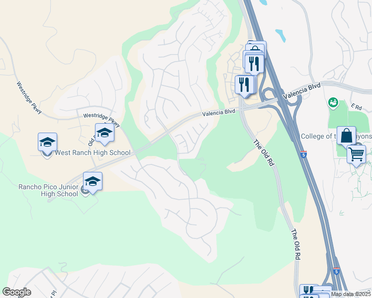 map of restaurants, bars, coffee shops, grocery stores, and more near 26612 Via Bellazza in Los Angeles County