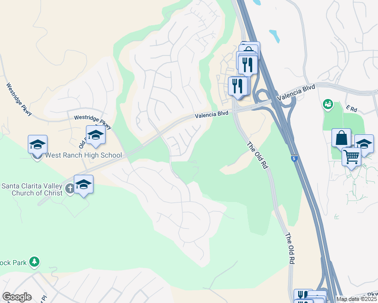 map of restaurants, bars, coffee shops, grocery stores, and more near 25640 Via Ventana in Los Angeles County