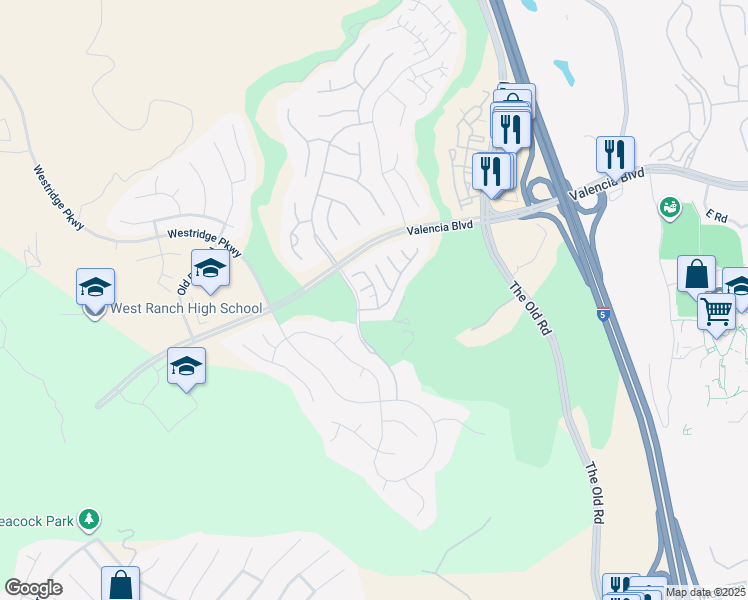 map of restaurants, bars, coffee shops, grocery stores, and more near 26612 Via Bellazza in Los Angeles County