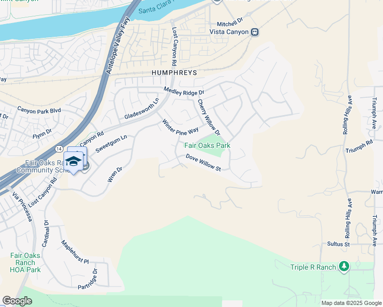 map of restaurants, bars, coffee shops, grocery stores, and more near 17413 Dove Willow Street in Los Angeles County