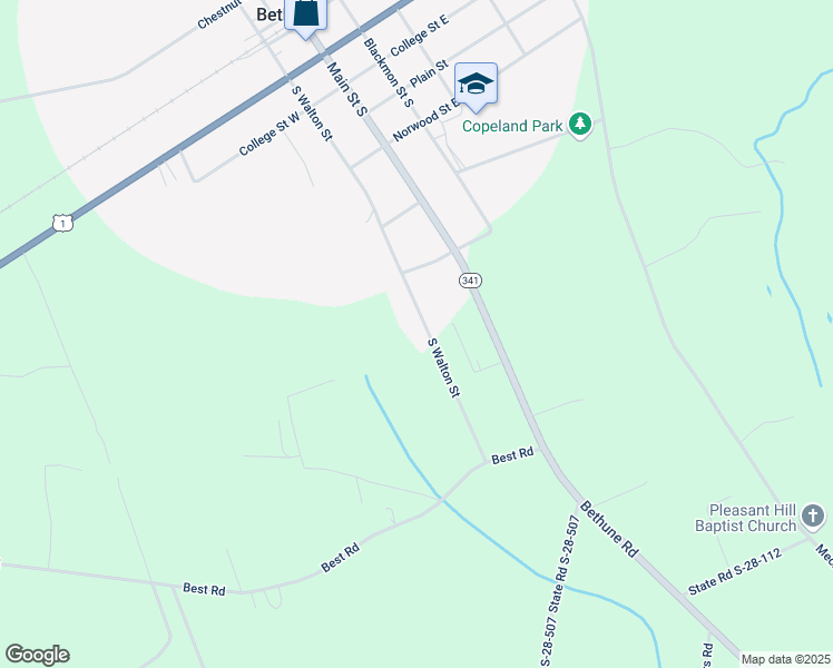 map of restaurants, bars, coffee shops, grocery stores, and more near 713A South Walton Street in Bethune