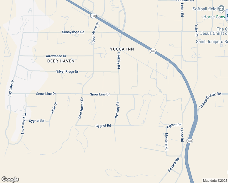 map of restaurants, bars, coffee shops, grocery stores, and more near Snowline Drive in Piñon Hills
