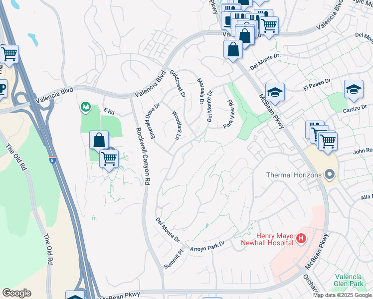 map of restaurants, bars, coffee shops, grocery stores, and more near 24456 Snowy Owl Court in Santa Clarita