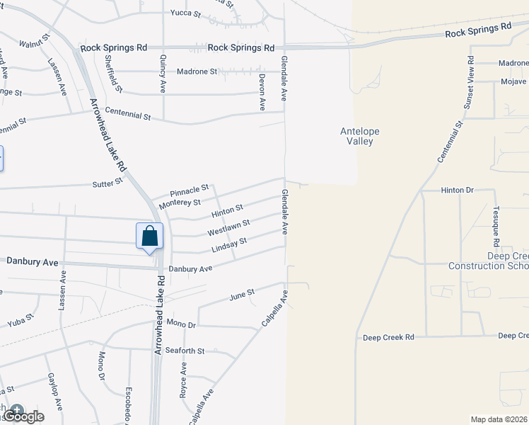 map of restaurants, bars, coffee shops, grocery stores, and more near 19242 Westlawn Street in Hesperia