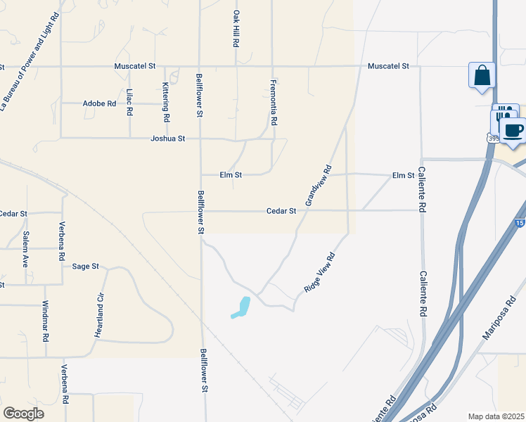 map of restaurants, bars, coffee shops, grocery stores, and more near Cedar Street in Hesperia
