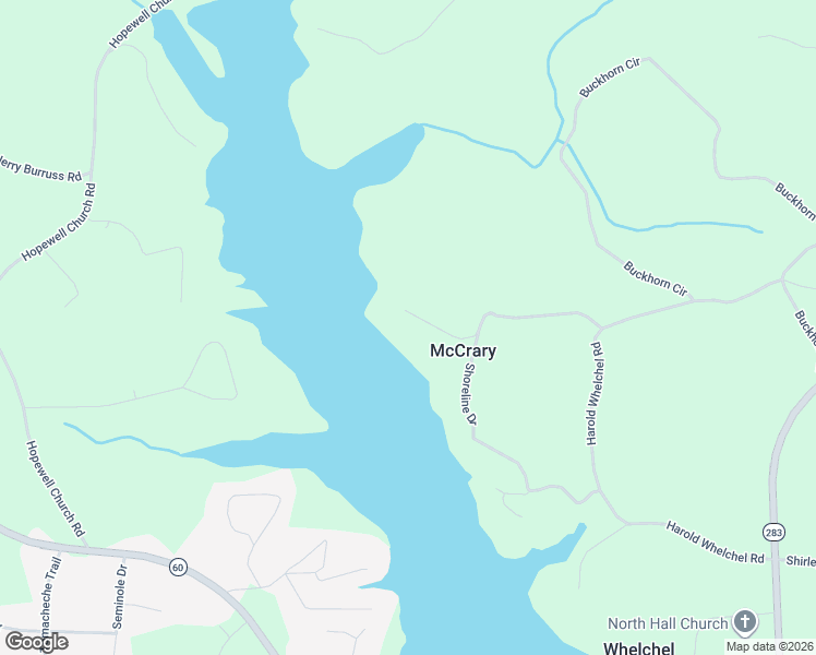 map of restaurants, bars, coffee shops, grocery stores, and more near 4643 Shoreline Lane in Gainesville