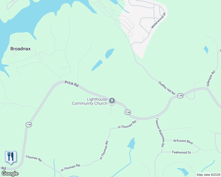 map of restaurants, bars, coffee shops, grocery stores, and more near 5326-5408 Price Road in Gainesville