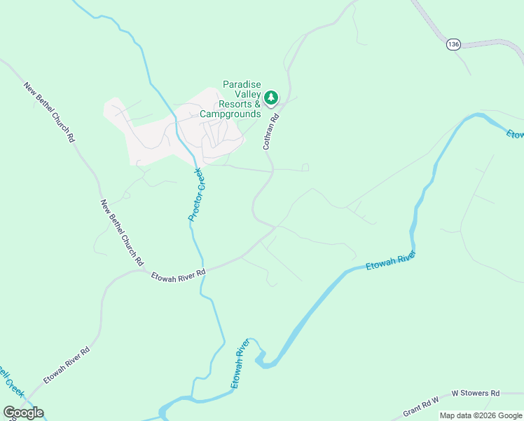 map of restaurants, bars, coffee shops, grocery stores, and more near 136 Cothran Road in Dawsonville