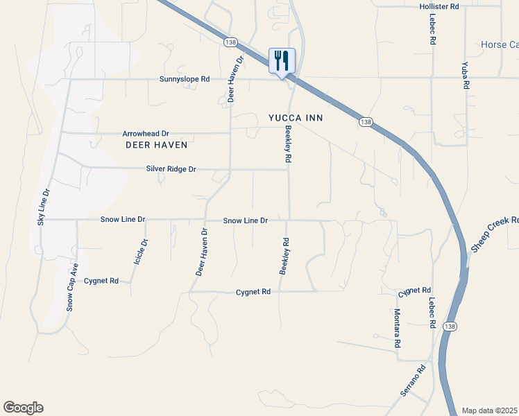 map of restaurants, bars, coffee shops, grocery stores, and more near 3220 Snow Line Drive in Pinon Hills
