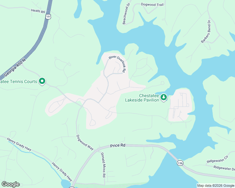 map of restaurants, bars, coffee shops, grocery stores, and more near 102 River Sound Lane in Dawsonville