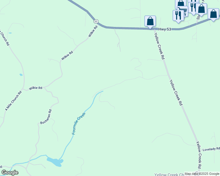 map of restaurants, bars, coffee shops, grocery stores, and more near 549 Poole Road in Ball Ground