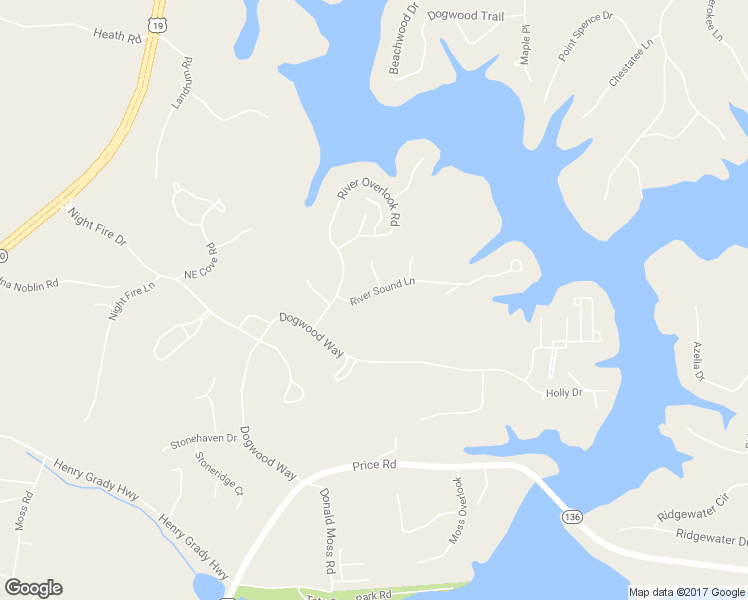 map of restaurants, bars, coffee shops, grocery stores, and more near 102 River Sound Lane in Dawsonville