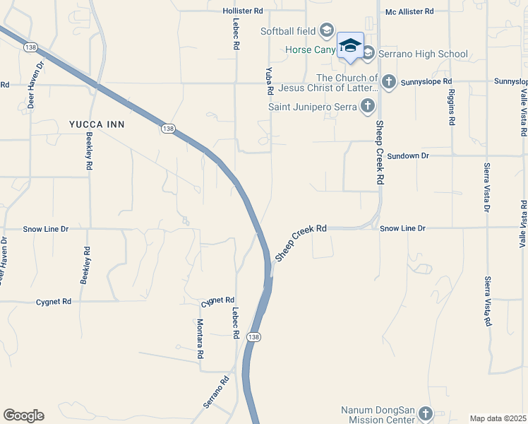 map of restaurants, bars, coffee shops, grocery stores, and more near Yuba Road in Phelan