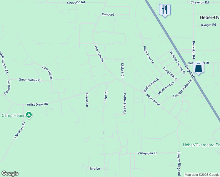 map of restaurants, bars, coffee shops, grocery stores, and more near 2889 Lejo Road in Navajo County
