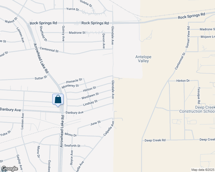 map of restaurants, bars, coffee shops, grocery stores, and more near 19255 Hinton Street in Hesperia