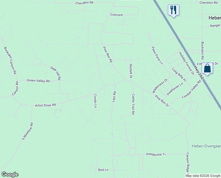 map of restaurants, bars, coffee shops, grocery stores, and more near 1989 Dreamy Draw in Navajo County