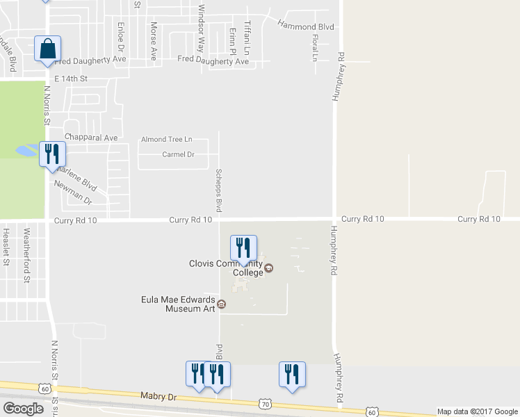map of restaurants, bars, coffee shops, grocery stores, and more near 2932 7th East in Clovis