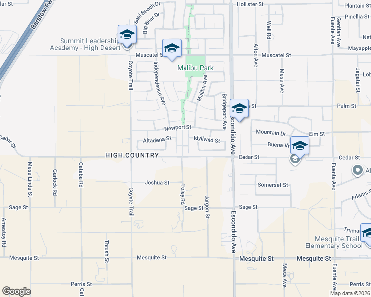 map of restaurants, bars, coffee shops, grocery stores, and more near Stockton Avenue in Hesperia