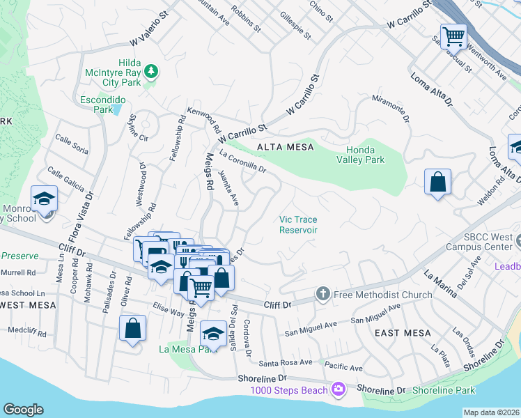 map of restaurants, bars, coffee shops, grocery stores, and more near 741 Dolores Avenue in Santa Barbara