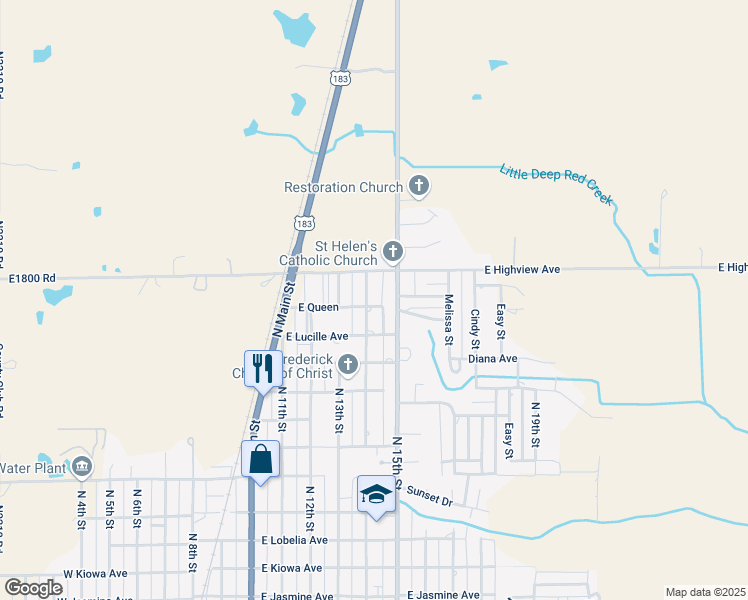 map of restaurants, bars, coffee shops, grocery stores, and more near 1600 North 14th Street in Frederick