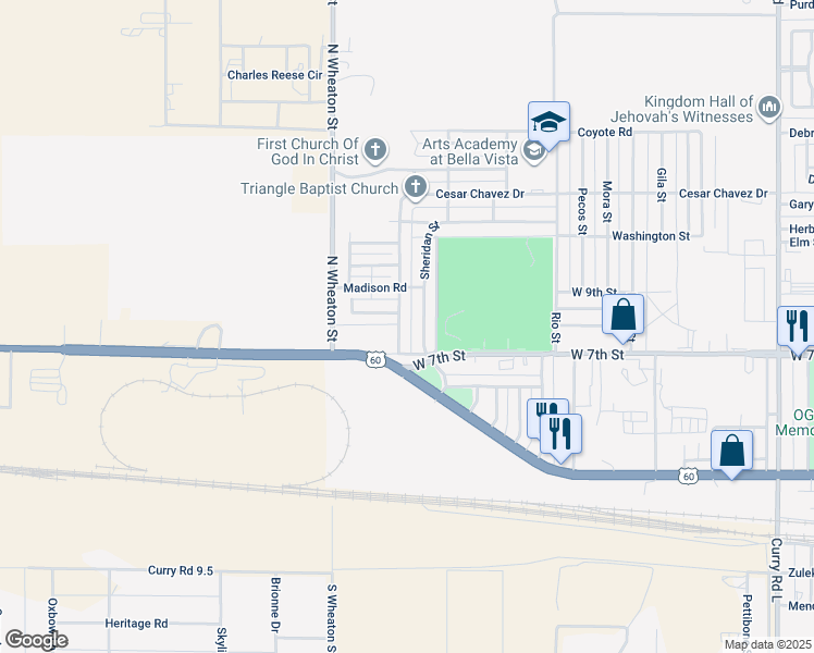 map of restaurants, bars, coffee shops, grocery stores, and more near 3705 Cesar Chavez Drive in Clovis