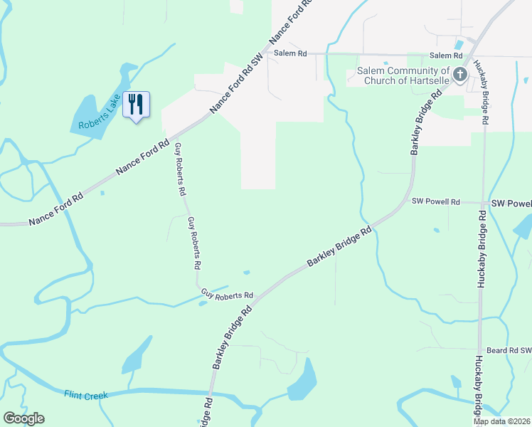 map of restaurants, bars, coffee shops, grocery stores, and more near 3623 Barkley Bridge Road in Hartselle