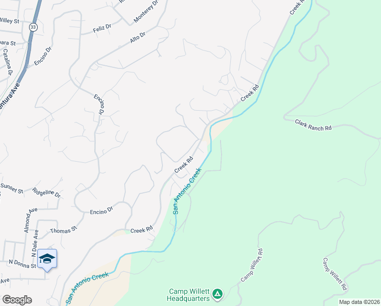 map of restaurants, bars, coffee shops, grocery stores, and more near 10818 Oak Knoll Road in Ojai