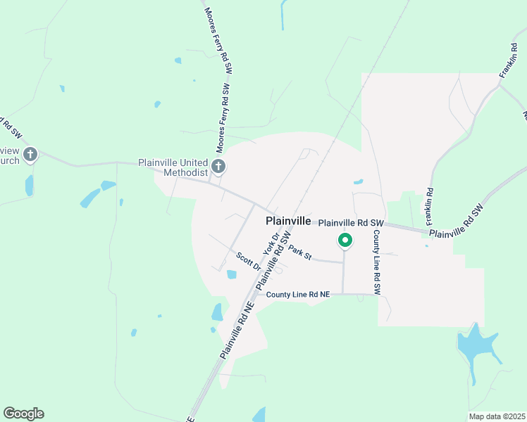 map of restaurants, bars, coffee shops, grocery stores, and more near River Bend Road Southwest in Plainville