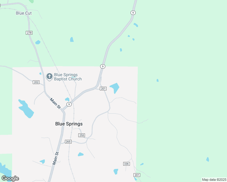 map of restaurants, bars, coffee shops, grocery stores, and more near 1100 County Road 201 in Blue Springs