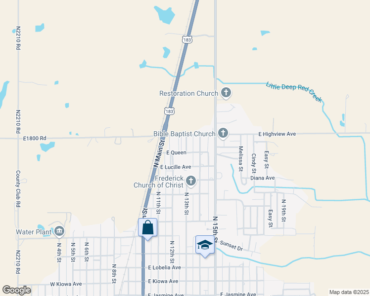 map of restaurants, bars, coffee shops, grocery stores, and more near 1607 North 13th Street in Frederick