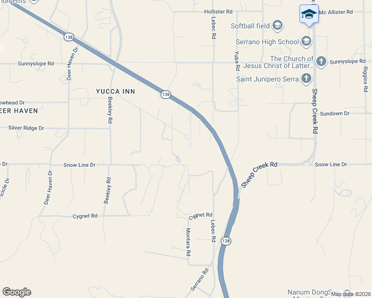 map of restaurants, bars, coffee shops, grocery stores, and more near 8581 Montara Road in Pinon Hills