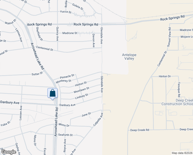 map of restaurants, bars, coffee shops, grocery stores, and more near 19241 Hinton Street in Hesperia
