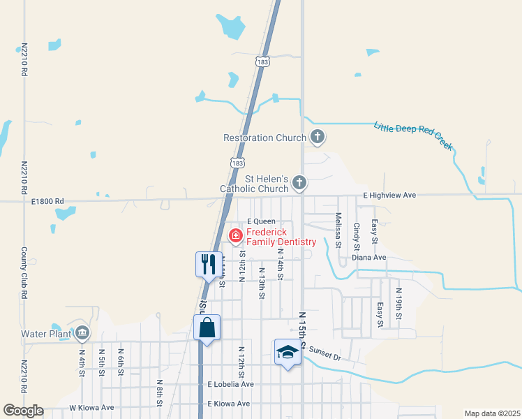 map of restaurants, bars, coffee shops, grocery stores, and more near 1607 North 13th Street in Frederick