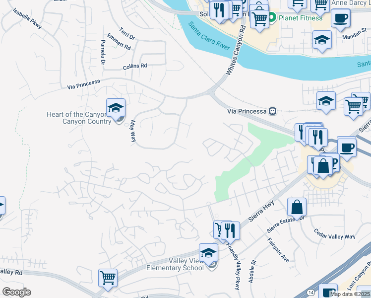 map of restaurants, bars, coffee shops, grocery stores, and more near 19606 Sunrise Summit Dr in Santa Clarita