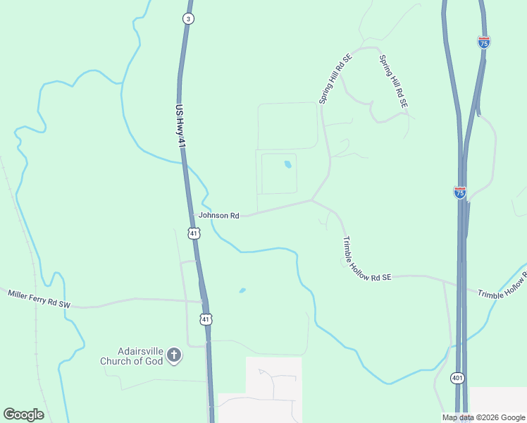 map of restaurants, bars, coffee shops, grocery stores, and more near 1431 Trimble Hollow Road Southeast in Adairsville
