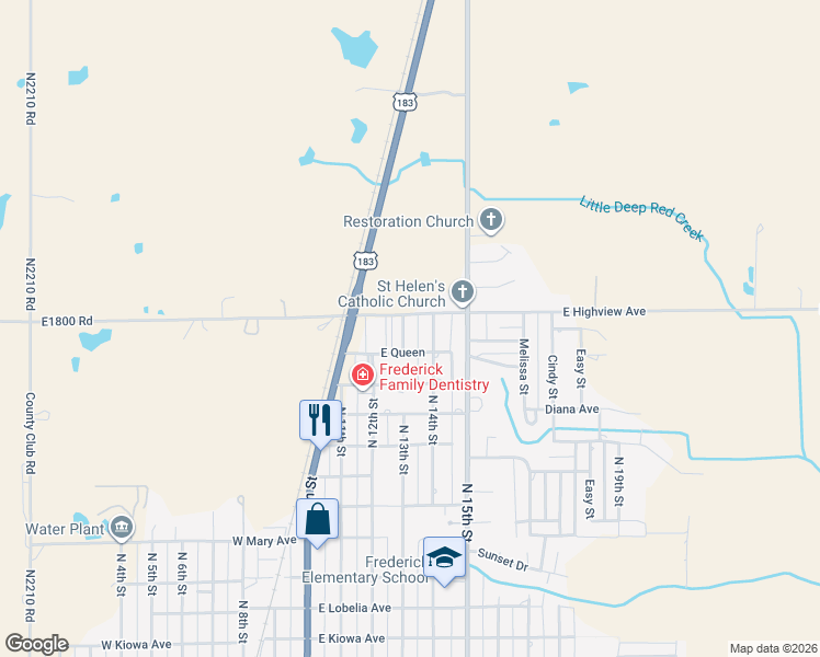 map of restaurants, bars, coffee shops, grocery stores, and more near 1607 North 13th Street in Frederick