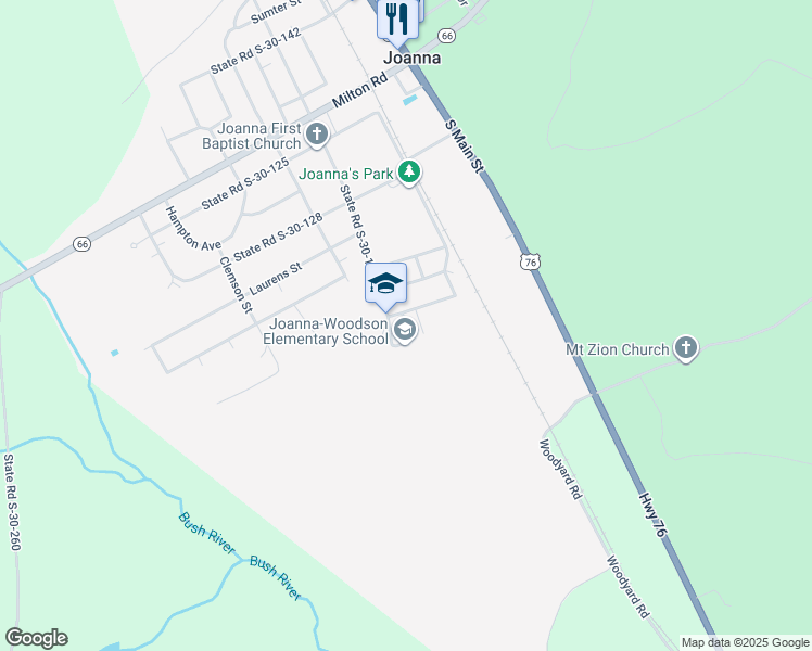 map of restaurants, bars, coffee shops, grocery stores, and more near 510 South Ellis Street in Joanna