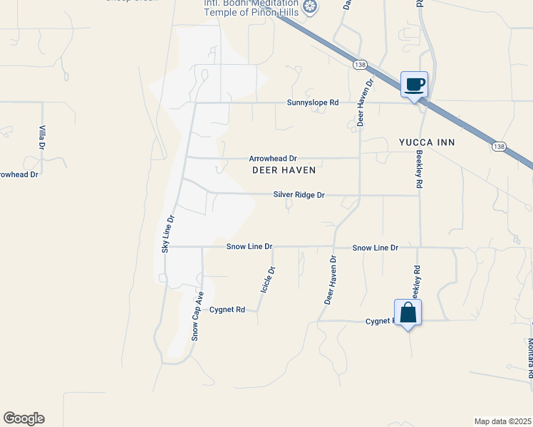 map of restaurants, bars, coffee shops, grocery stores, and more near 2869 Silver Ridge Drive in Pinon Hills